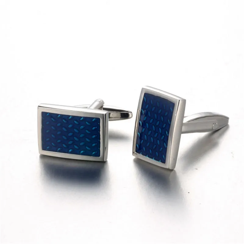 Julie Wang 1 Pair High-end Watch Cufflinks Real Clock Blue Square links Cufflings French Cuff links Nail Sleeve Button for Men