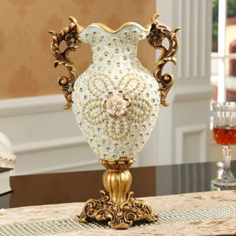 Европейская большая ваза с двумя ушами, ТВ ковчег, набор для гостиной, американский стиль, американская деревенская декоративная подарочная ваза - Цвет: C