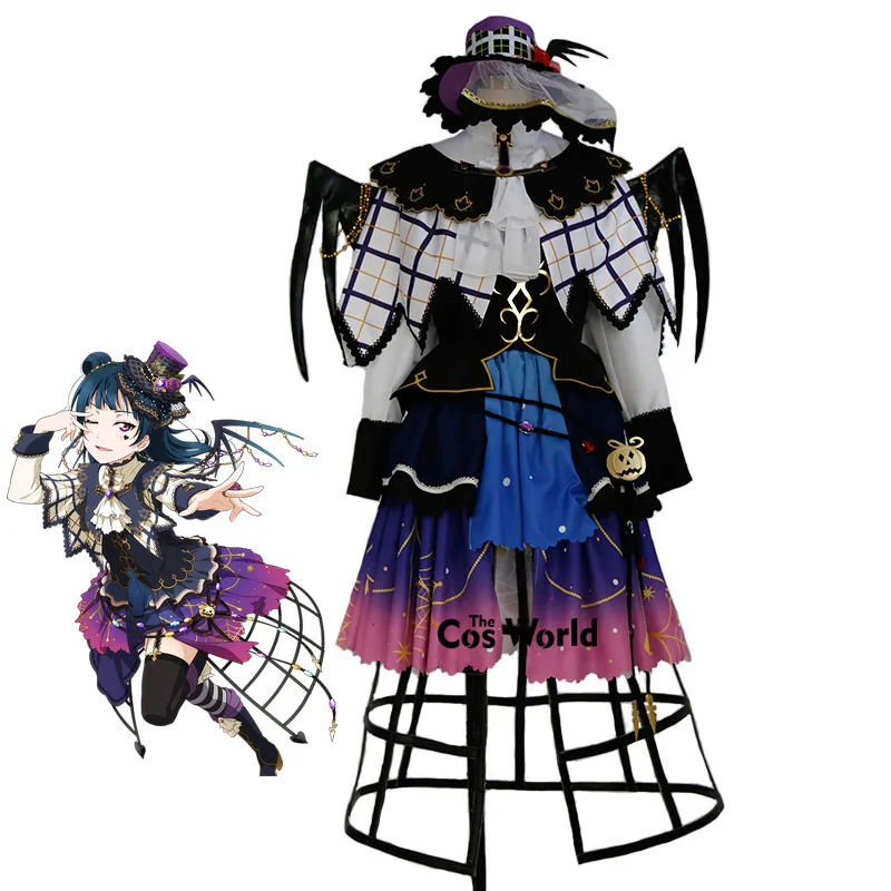 Love Live Sunshine Aqours Tsushima Yoshiko Hallowmas Хэллоуин плащ топы корректирующие платье форма наряд костюмы для косплея