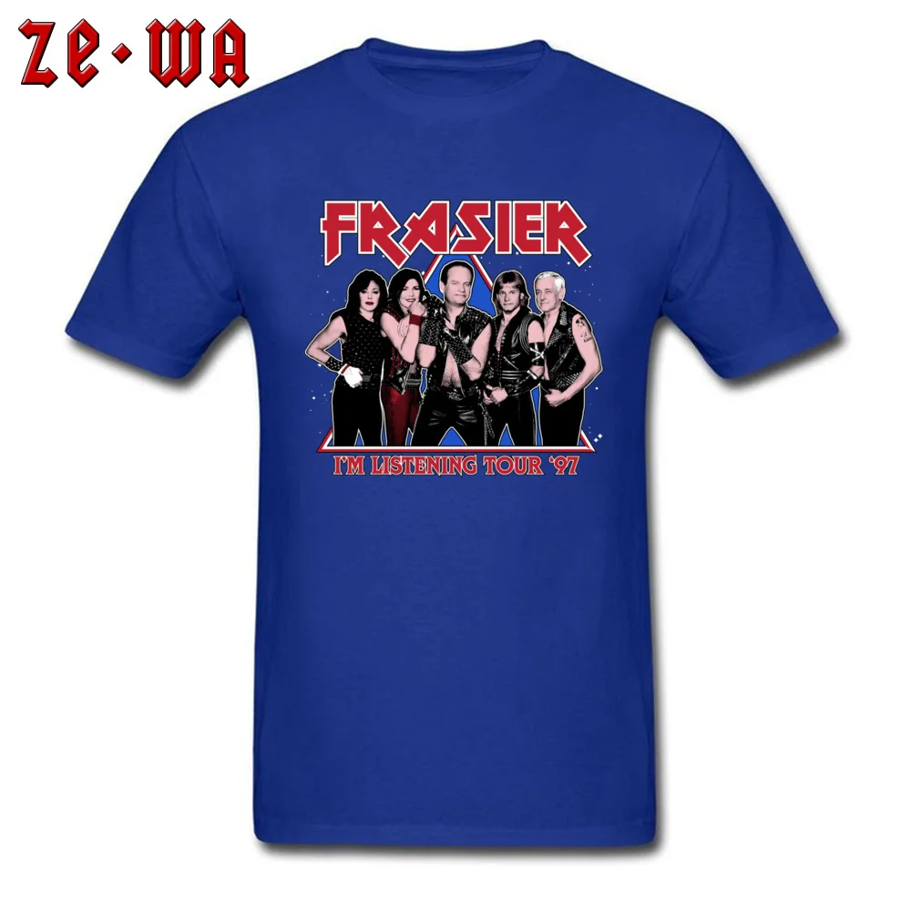 Printed Normal Fashionable Short Sleeve Autumn Tops T Shirt Coupons Crewneck Cotton Fabric Tee-Shirt Men T-Shirt FRASIER - IM LISTENING TOUR 97 -5180 blue