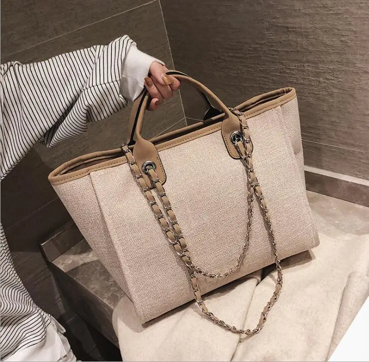 

Big Capacity Canvas Chain Tote Handbag Bag Women Crossbody Bag Female Shoulderbag #607