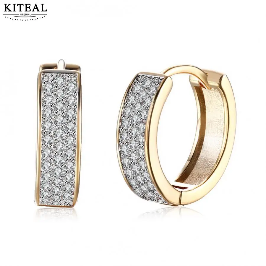 

Kiteal Small Circle hoop Earrings Full Set Luxury AAA Austrian Crystal Romanticgold color Engagement&Wedding Gift for Women