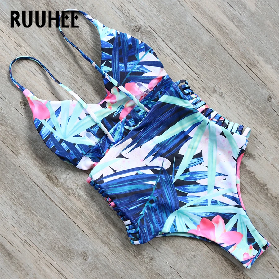 RUUHEE новейший Цельный купальник, боди, одежда для плавания, женский купальный костюм с принтом, монокини, Maillot De Bain Femme, купальник с пуш-ап