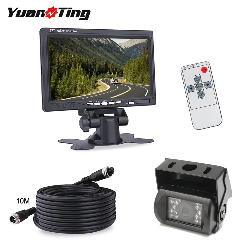 

YuanTing Backup Waterproof 18 IR LED Night Vision Reverse Camera + 7" TFT Rear View Monitor Vehicle Parking System for RV Bus
