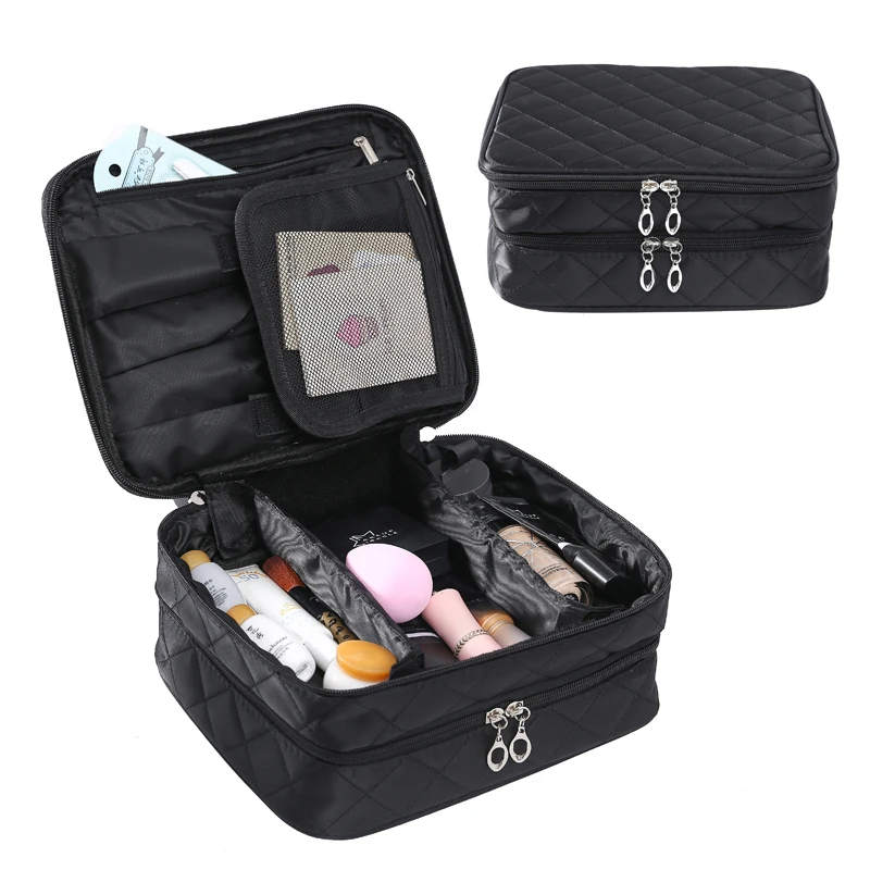 

SAFEBET Brand Double layer Large Capacity Beautician Cosmetic Bag Travel Portable Waterproof Organizer Makeup bag Women's bag