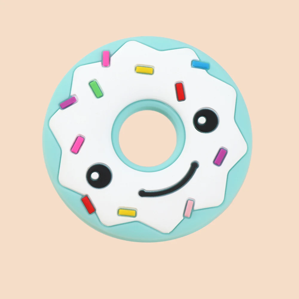 

Baby Cute Doughnut Teether DIY Chew Pacifier Chain Pendant Food Grade Silicone Cartoon Design
