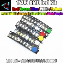 100 шт./лот 1206 SMD белый красный синий зеленый желтый розовый оранжевый фиолетовый теплый белый супер яркий 1206 SMD светодиодный диоды