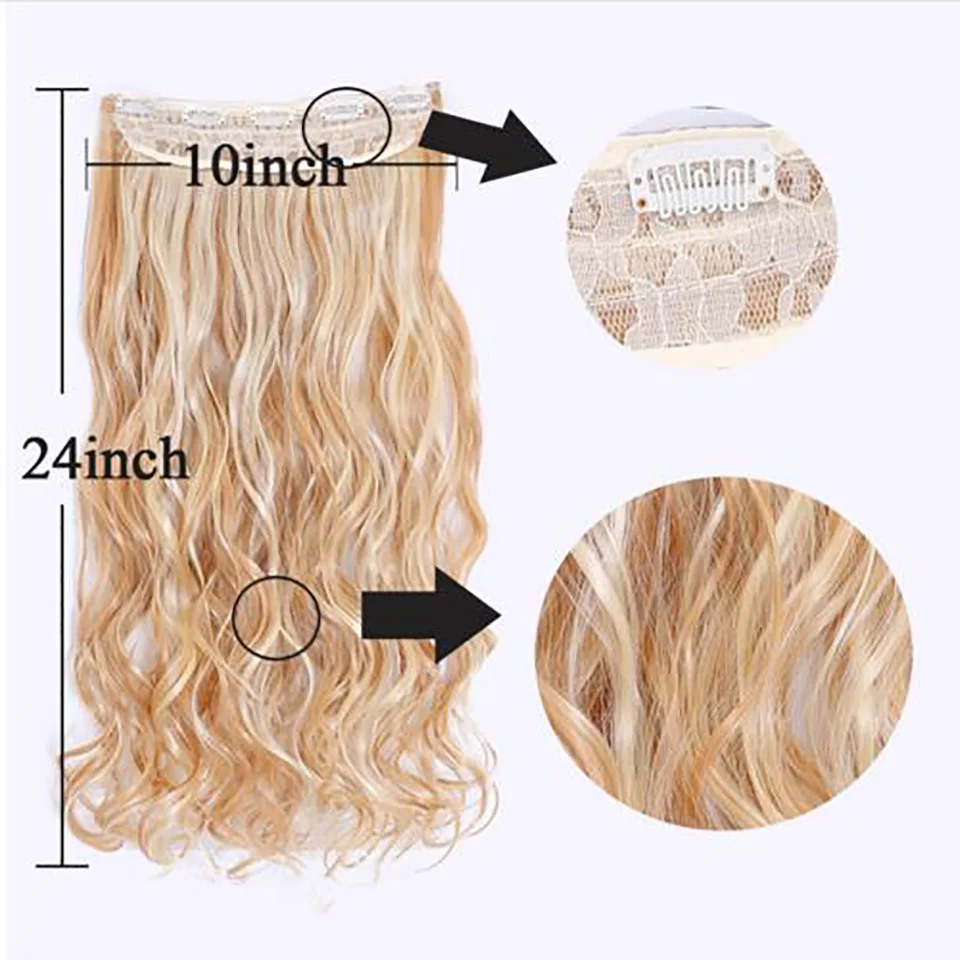 Allaosify 24 Curly 3 4 Full Head Clip In Hair Extensions Black