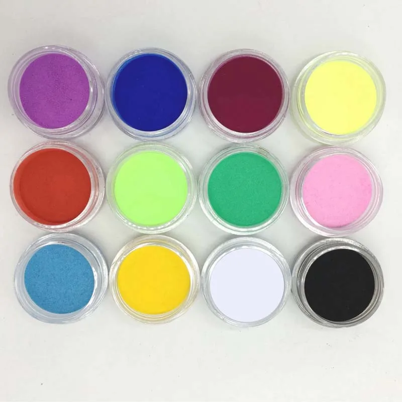 12Pcs Women Lady Girl Nail Art Tips Mix Colors Glitter Powder for Acrylic UV Gel Decoration DIY Manicure Beauty Tools CD88