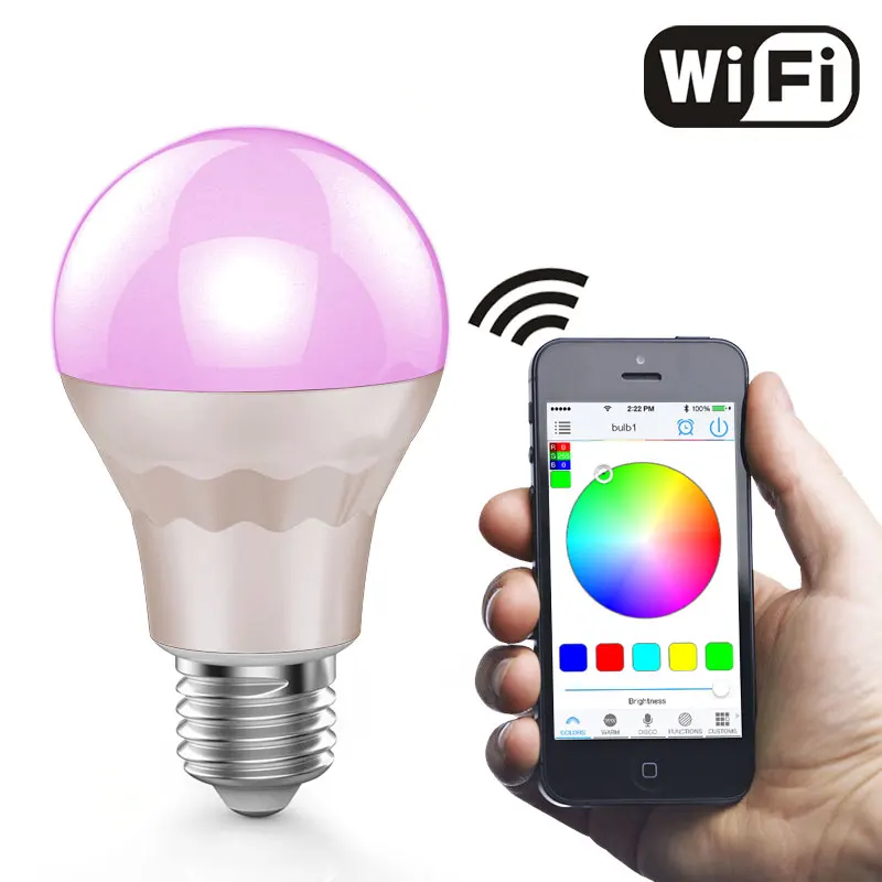 

AC85-265V E27 7.5W Smart Wifi Bulb RGB White Led bulb Wireless remote controller lamp led light Dimmmable bulbs for IOS Android