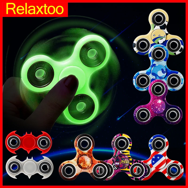 Luminous Tri Fidget Hand Spinner Light In Dark EDC Tri Spinner Batman Finger Toys Relieve Anxiety