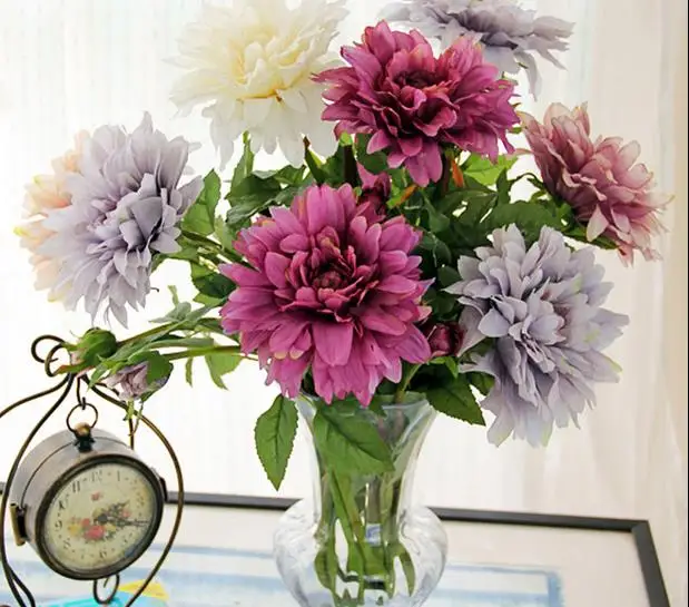 Free shipment Classical dahlia artificial flower silk flower decoration