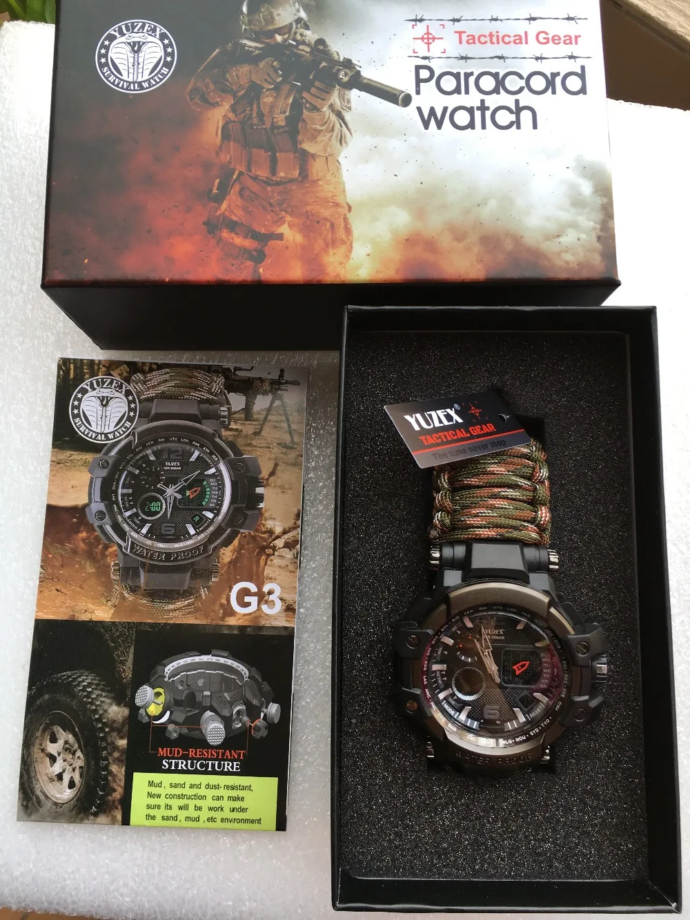 Relógio de Sobrevivência ao ar Multifuncional à Prova Livre Dwaterproof Água Militar Tático Paracord Pulseira Acampamento Caminhadas Engrenagem Emergência Edc 16 Esporte e Lazer