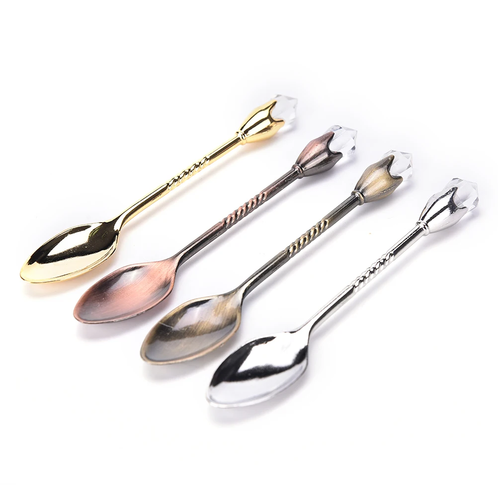 

1 pcs Fashion Rose Gold Long Handle Spoon Tea Spoons aluminium alloy Sliver Spoons Dessert Coffee Spoon