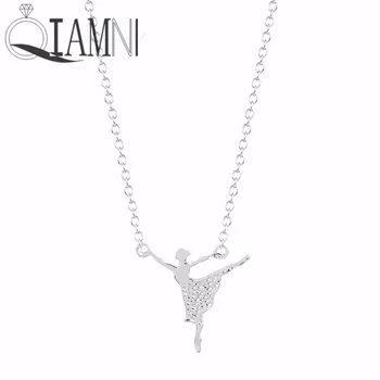 

QIAMNI New Style 30pcs/lot Wholesale Unique Ballerina Girl Dance Necklace Pendant Jewelry Gift for Women and Girls