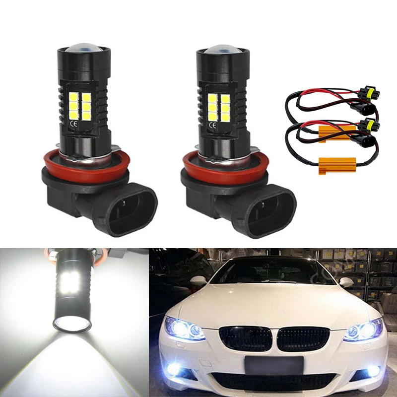 

DOTAATDW 2x H8 H11 LED canbus 3030 Bulbs Reflector Mirror Design For Fog Lights No Error For BMW E71 X6 M E70 X5 E83 F25 x3