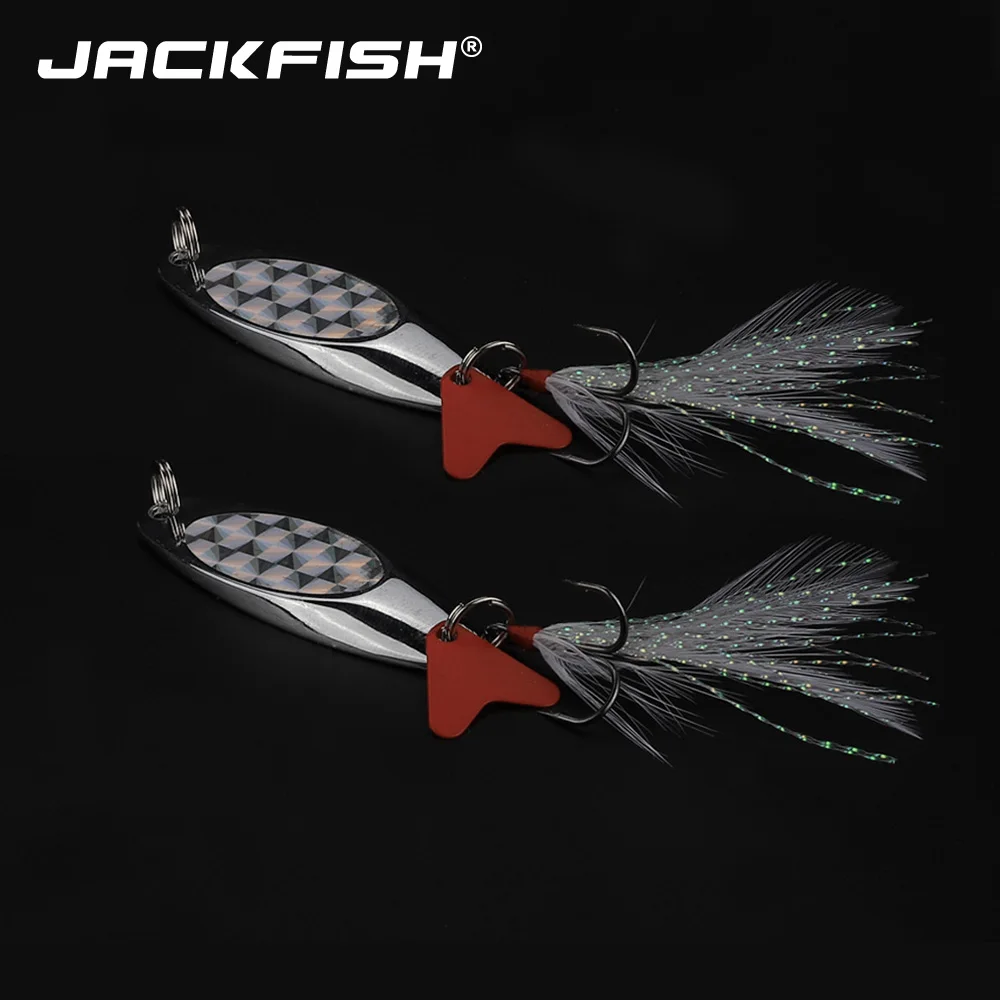 

JACKFISH Sequins Noise Paillette with Feather 15/20g Metal Spinner Spoon Fishing Lure Hard Baits Fishing Tackle