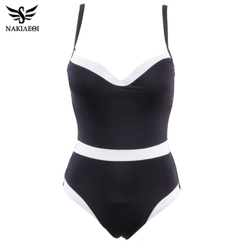 

NAKIAEOI Plus Size Swimwear Women One Piece Swimsuit 2019 High Waist Retro Swimsuit Tankini Bathing Suits Swim Suit Beach Wear