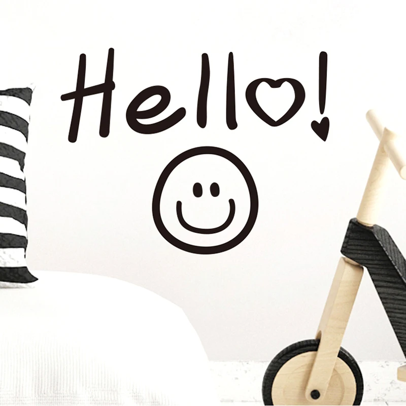 Наклейки на стену hello smile face съемные художественные из ПВХ стены для гостиной