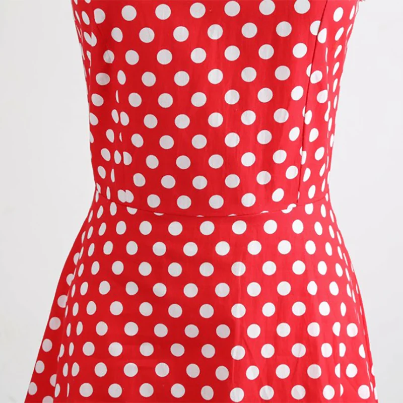 Kostlich 2018 Casual O-Neck Dot Print Dresses With Sashes Summer Hepburn Vintage Dress Women Big Swing Dress Plus Size  (6)