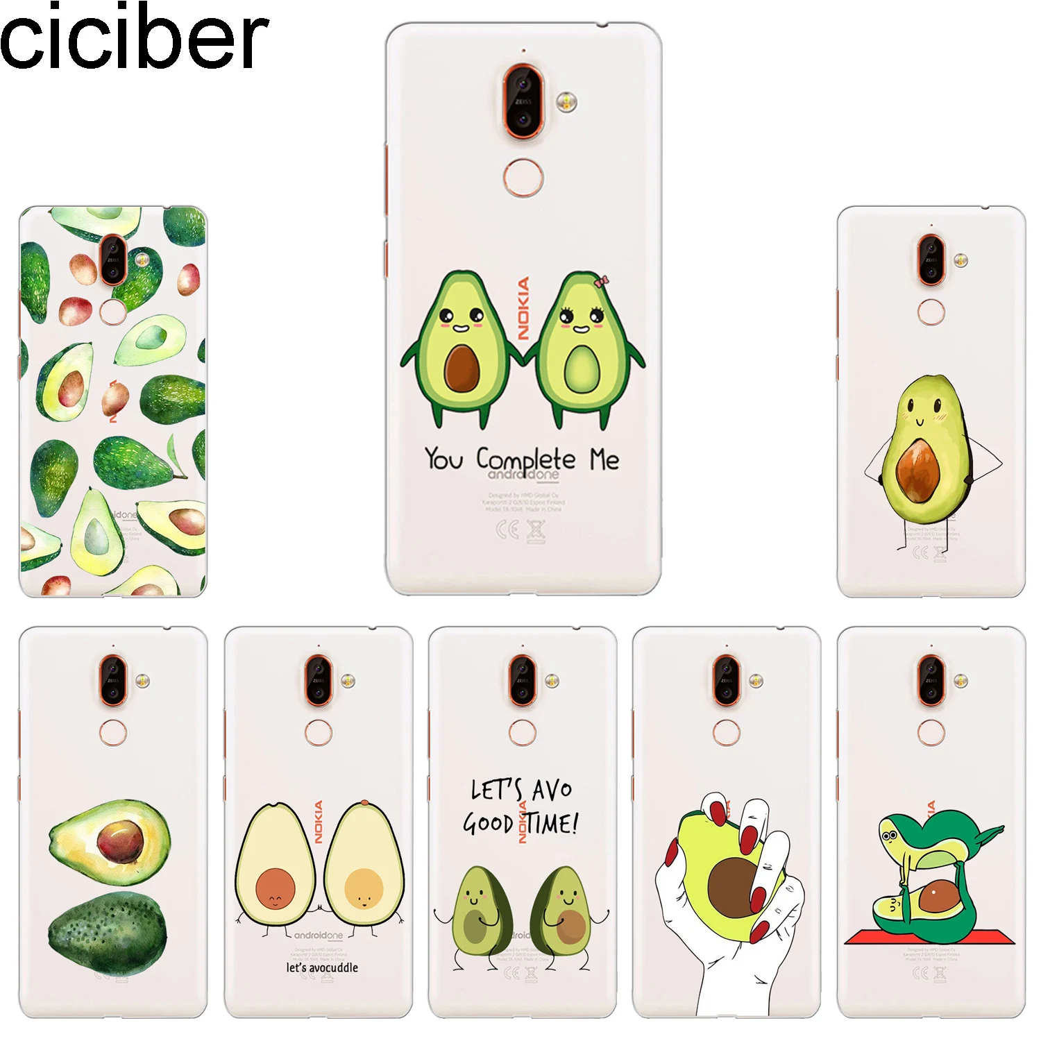 ciciber Phone Case for Nokia 9 PureView 1 2 3 5 6 7 8 Sirocco Back Cover 2.1 3.1 5.1 6.1 7.1 8.1 Plus Fruit Avocado |