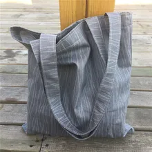 YILE хлопок лен эко хозяйственная сумка на плечо серая линия Геометрическая 8910e