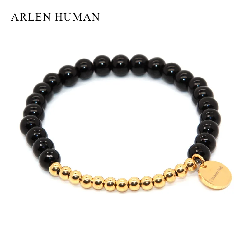 

New arrive natural stone onyx beads Stainless steel beads charm Lucky bracelet men women fashion Couple Bracelet yoga jewelry