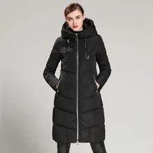 Зимнее пальто коллекция года, Корейская куртка с капюшоном Длинная утепленная куртка для девочек приталенное универсальное пальто куртка на утином пуху армейский зеленый/черный