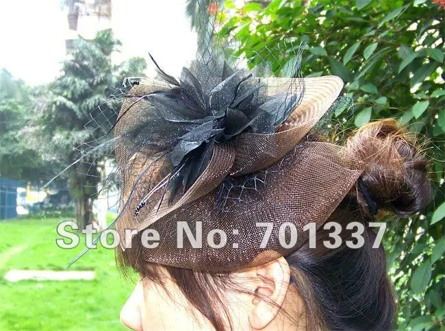 Чародейка, танцы, гонки, свадьбы, вечерние костюм с головным убором цветок волос шляпа коричневый H111