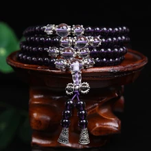 Новая мода 6 мм 108 шт Фиолетовый Кристалл бисерный браслет Молитвенные Четки из бусин Мала Браслет для медиатации может Прямая поставка