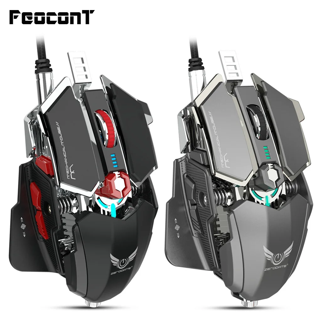 

Mechanical Gaming Mouse 10 Key Programmable Wired Mice 250DPI~4000DPI 16 Level Available RGB Breathing Light For Computer Games