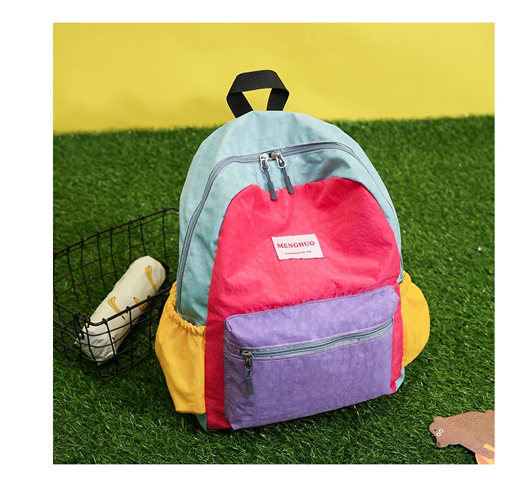 Menghuo Brand 2017 Women Preppy Macarons Panelled Waterproof Nylon Backpack Rucksack Ladies Fashion Shopping Travel Bags Mochila (30)