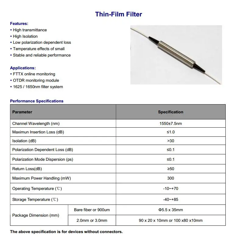 FWDM Tube Spec (1)
