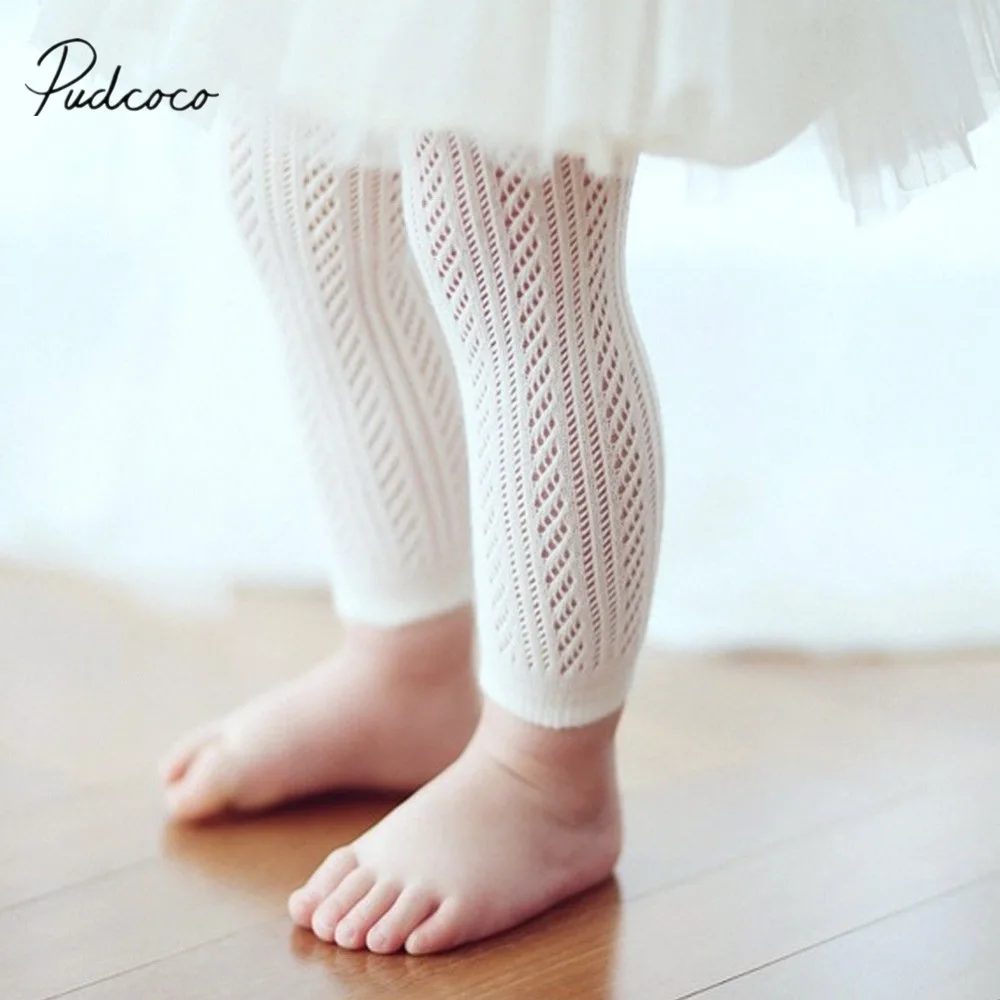 

2019 Baby Pantyhose Toddler Infant Baby Girls Solid White Tight Knitting Hollow Out Pantyhose Kids Girl hosiery Tights 0-2T