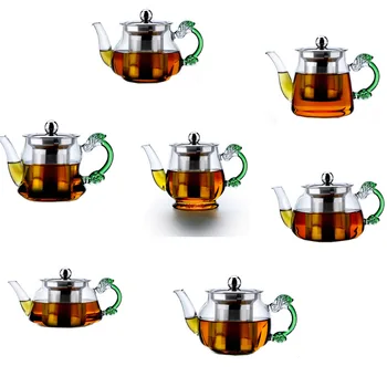 

Various Artistical 400ml Blooming and Loose Leaf Tea Pot with Stainless Steel Infuser Microwavable Stovetop Safe Glass Kettle
