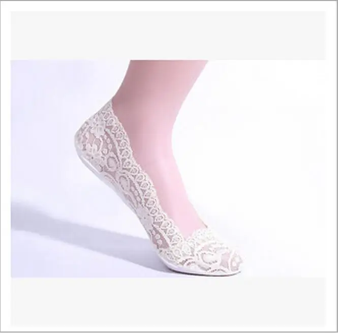 Носки-тапочки летние новые женские гетры, кружевные носки с закрытым носком невидимые силиконовые обувь на противоскользящей подошве; тонкие Носки