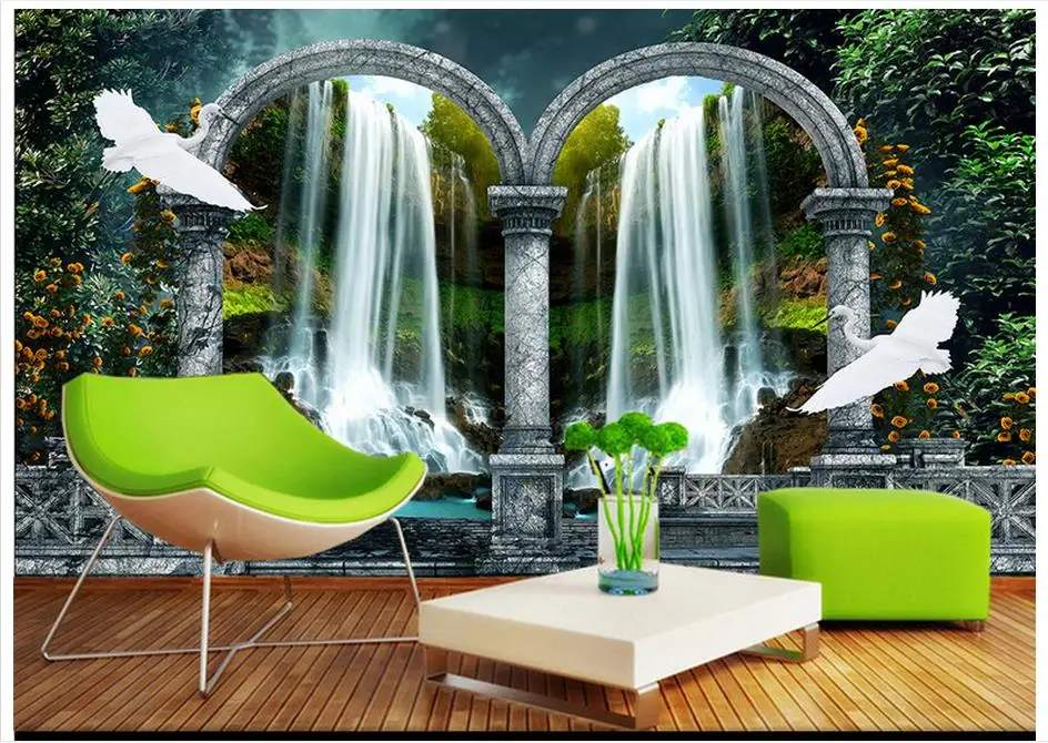 Custom High end mural 3d wallpaper murals wall Landscape Waterfall
