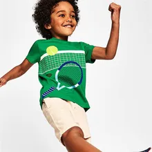 Telotuny топ из хлопка с круглым вырезом дышащая короткий рукав мультфильм теннис печати рубашка Beyond бесконечный JU 19