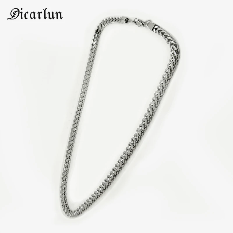 DICAYLUN 5*500mm Stainless Steel Franco Chain Necklaces Men Hip Hop Jewelry Chains Silver Color Male Square Rock | Украшения и