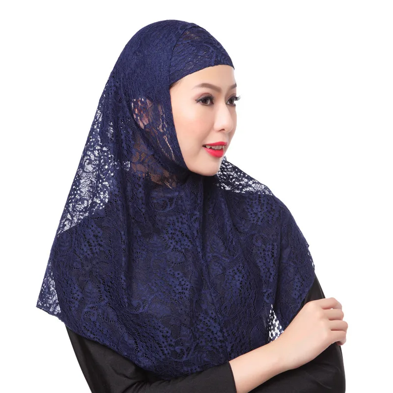Модный кружевной мусульманский niqab Шелковый комплект из двух предметов Малайзийский хиджаб