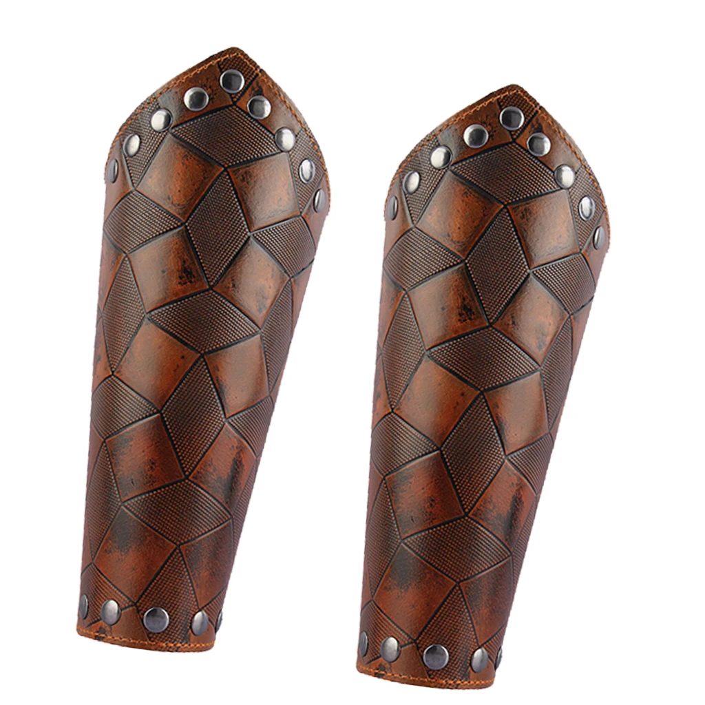 MagiDeal 2Pcs Medieval Unisex Bracers Leather Gauntlet Wristband Arm Armor