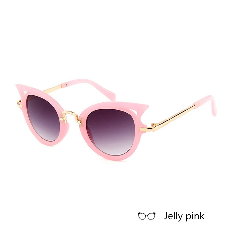 Новые детские солнцезащитные очки с кошачьим глазом для мальчиков и девочек, модные солнцезащитные очки с защитой от ультрафиолета, градиентные линзы UV400 - Цвет линз: F