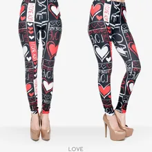 Забавные леггинсы на День святого Валентина для женщин/Обувь для девочек Цифровой 3D Любовь Сердце Печатных Леггинсы