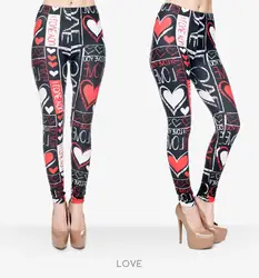 Забавные леггинсы на День святого Валентина для женщин/Обувь для девочек Цифровой 3D Любовь Сердце Печатных Леггинсы