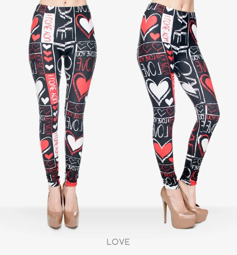 Funny Valentine Leggings Women/Girls Digital 3D Love Heart Printed ...