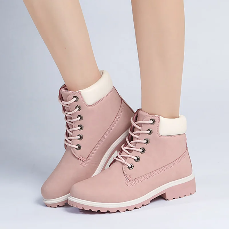 

LAKESHI Women Boot autumn winter women ankle boots fashion woman snow boots for girls ladies work shoes Women plus size 36-41