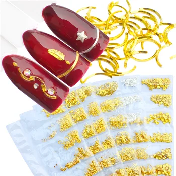 

6 Grid/Pack Mixed Nail Art Metal Frame Non Hot fix Rhinestones Decorations Nail Manicure