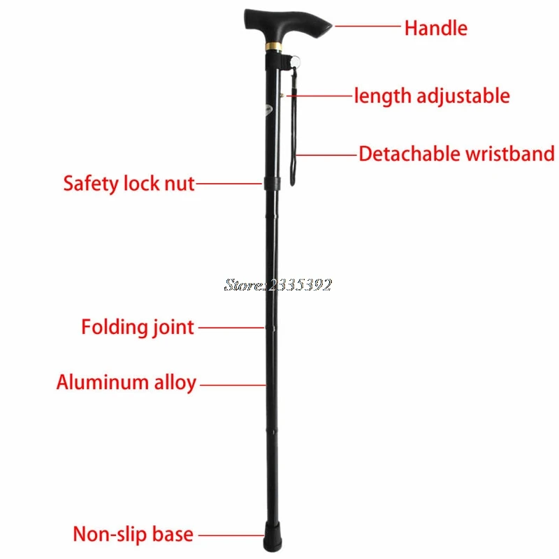 Bastón plegable para caminar senderismo sendero ultraligero 4 secciones caña ajustable # A
