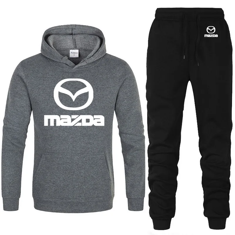 Толстовки мужские для автомобилей Mazda с логотипом, унисекс, толстовка, модная мужская толстовка с капюшоном в стиле хип-хоп harajuku, повседневные флисовые толстовки, штаны, костюм из 2 предметов - Цвет: 813