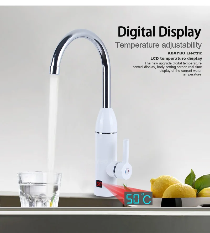 3000 Вт Кухня Мгновенный водонагреватель кран Электрический проточный водонагреватель светодиодный цифровой для кухни холодной горячей двойного использования